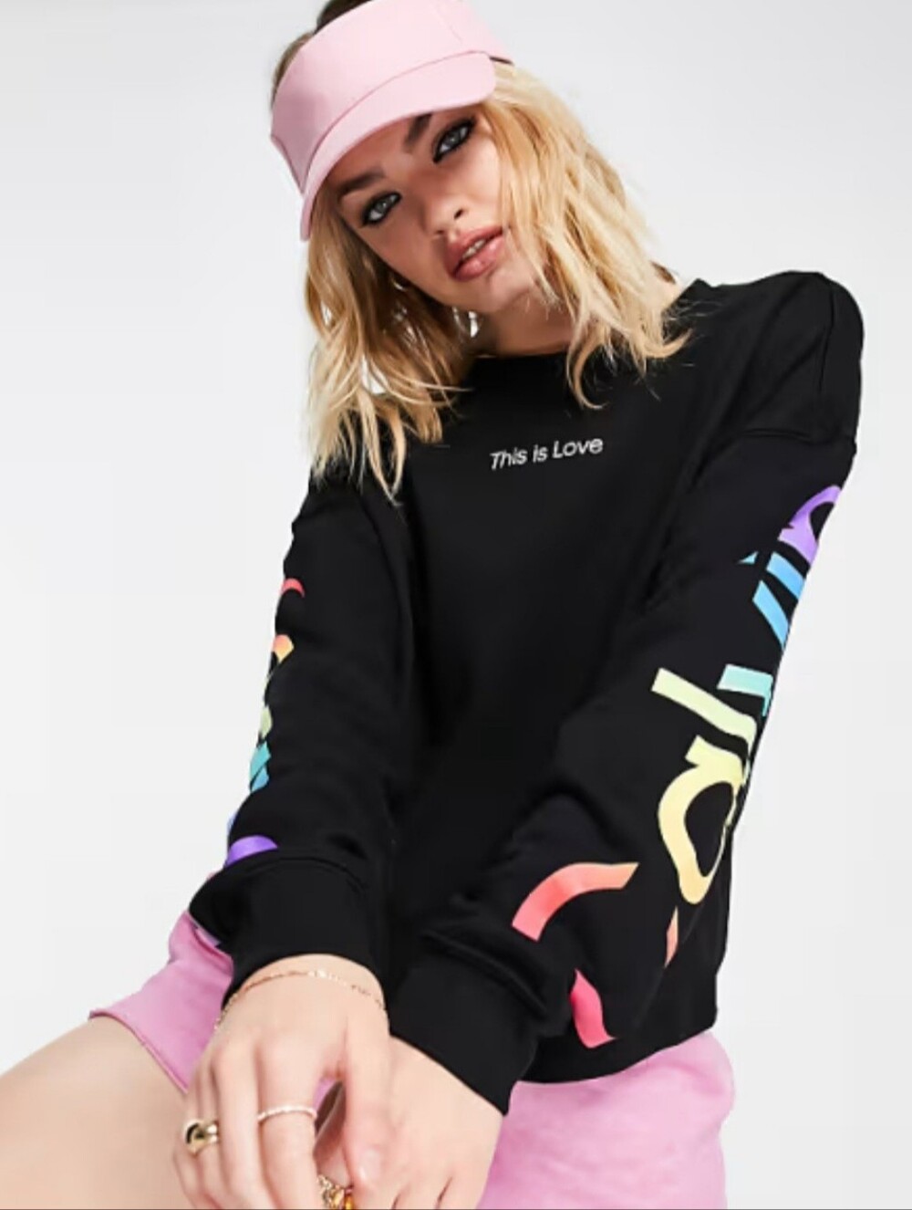 Calvin Klein Jeans x Pride Ombre Logo Sweatshirt Women's Black Cropped Oversize